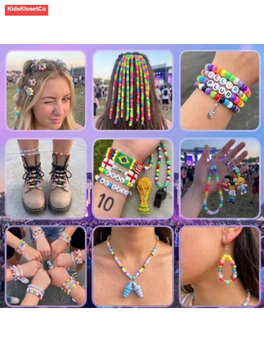 3280 Pcs Pony Beads Kit, 72 Colors Rainbow Kandi Beads with Letter Beads, - Picture 4 of 5